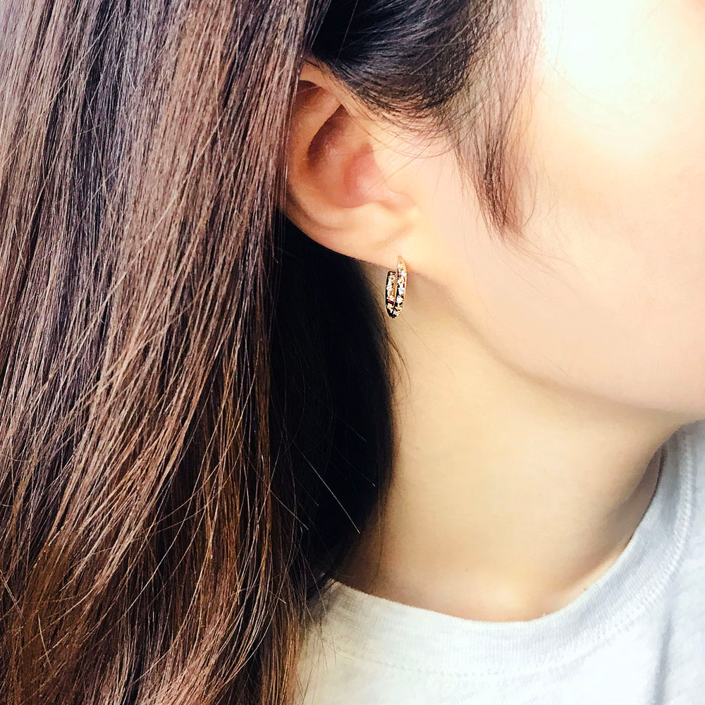 Cubic Zirconia Inside Outside Huggie Hoop Earring