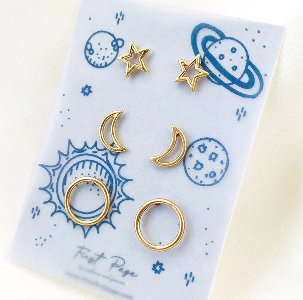 <DEA022>Night Sky Three Pair Earring Set