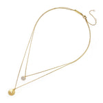 Pave Disk Double Layer Necklace