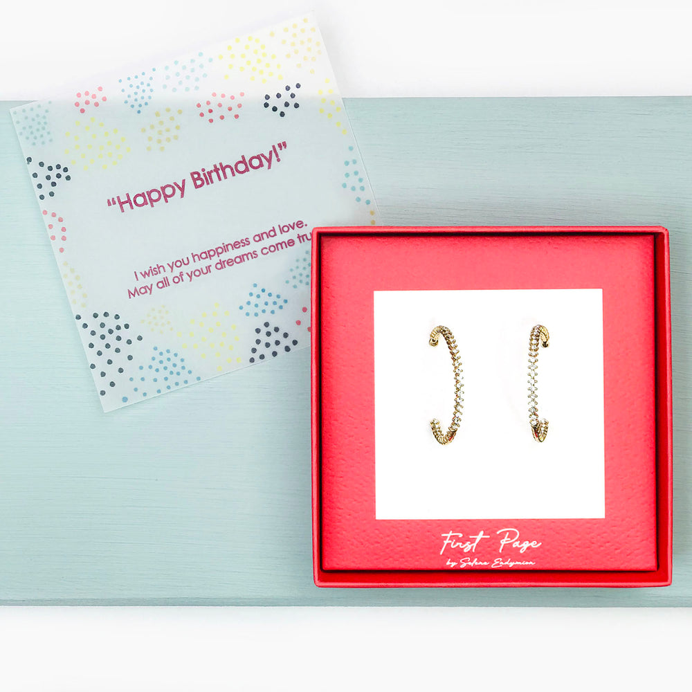<birthday>Cubic Zirconia Inside Outside Hoop Earrings