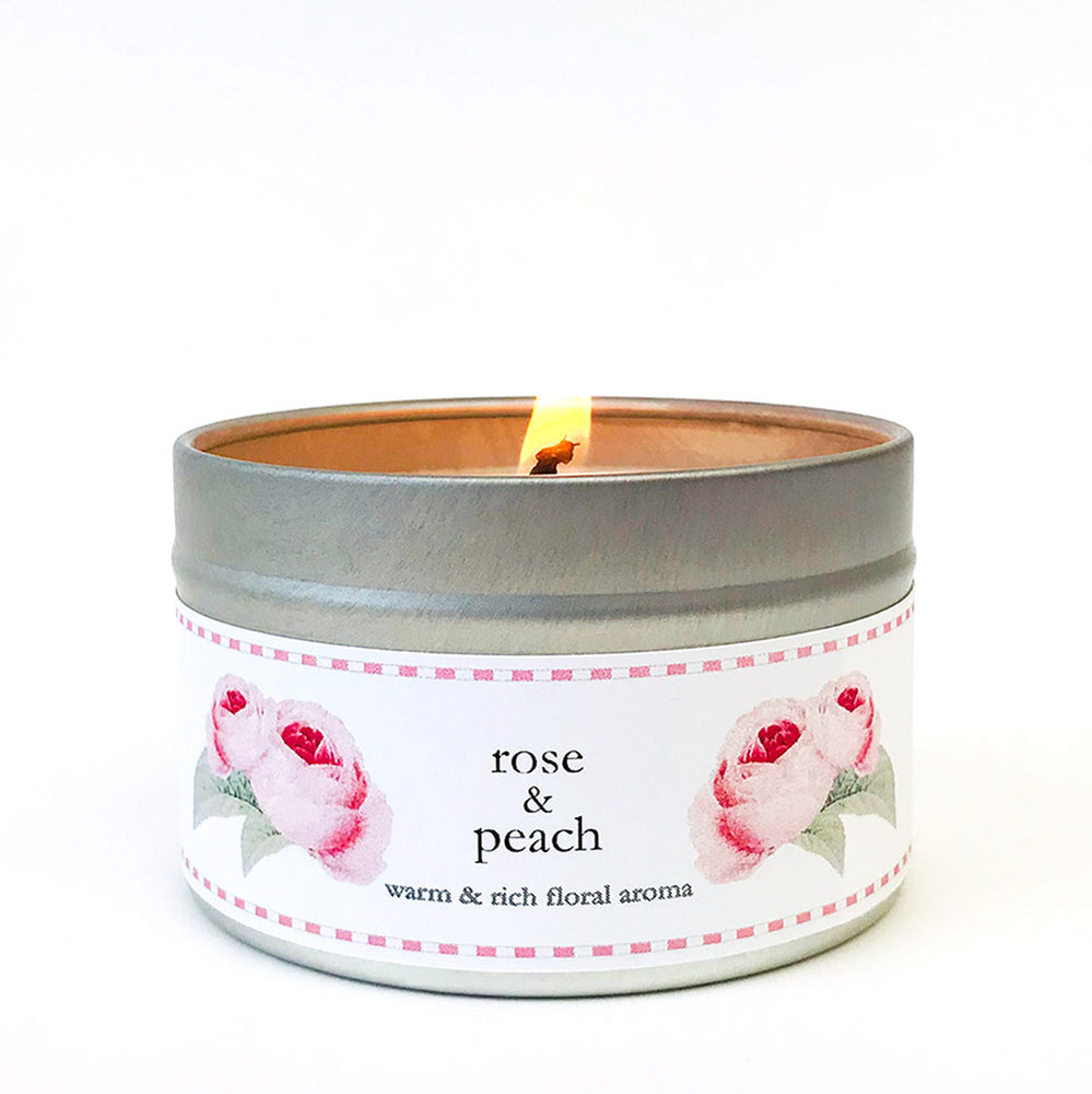 Rose and Peach Aroma - 4.5oz Candle with Greeting Card
