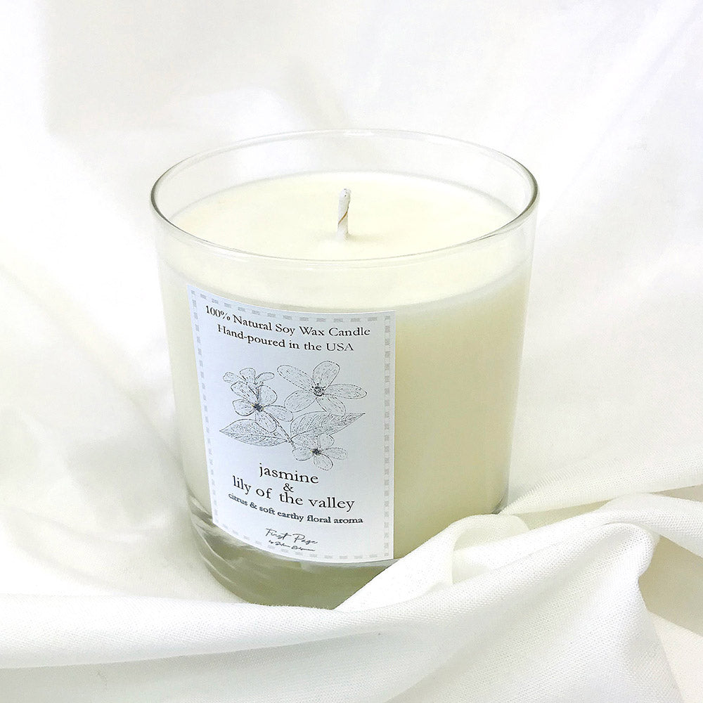 First Page 100% Natural Soy Wax Candle Jasmine and Lily of the Valley