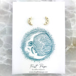 Cubic Zirconia Crescent Moon Stud Earring 