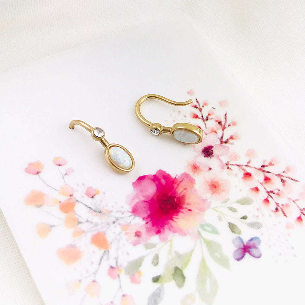 Natural White Precious Opal Drop Earrings