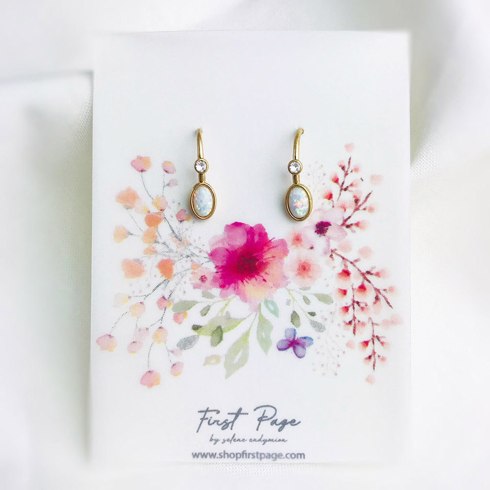 White Precious Opal Drop Earring