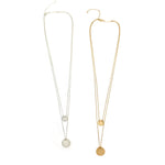 <mom>Vintage Plated Two Dainty Coin Double Layer Necklace