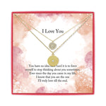<iloveyou>Cubic Zirconia Nestled and Pave Disk Double Layer Necklace