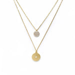 Pave Disk Double Layer Necklace