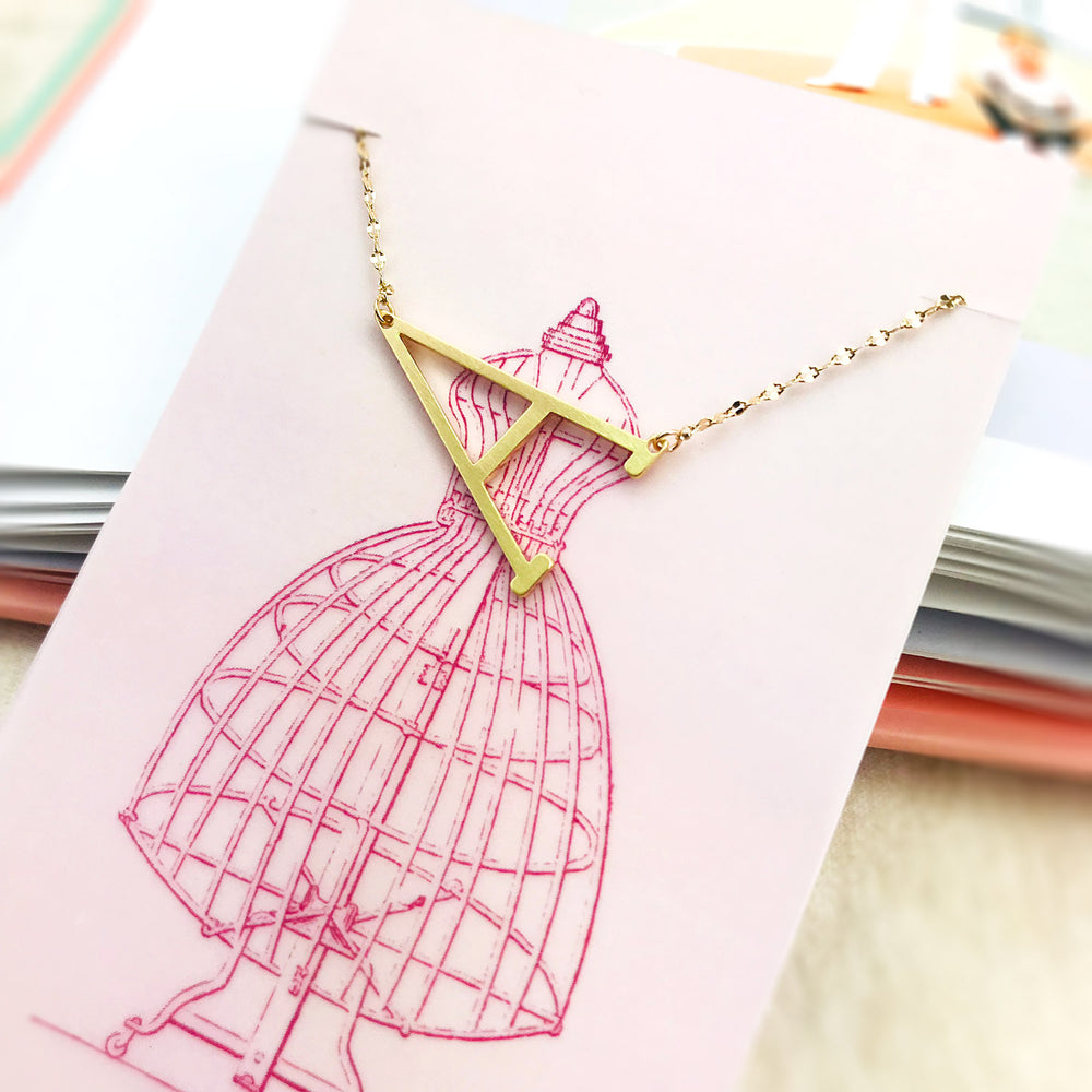Initial Necklace Satin Gold