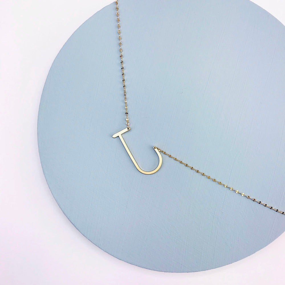 Initial Necklace Satin Gold