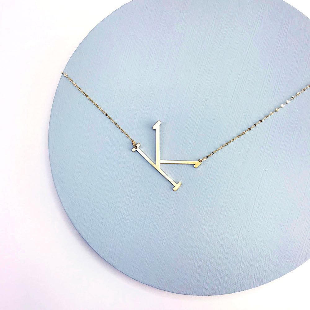 Initial Necklace Satin Gold