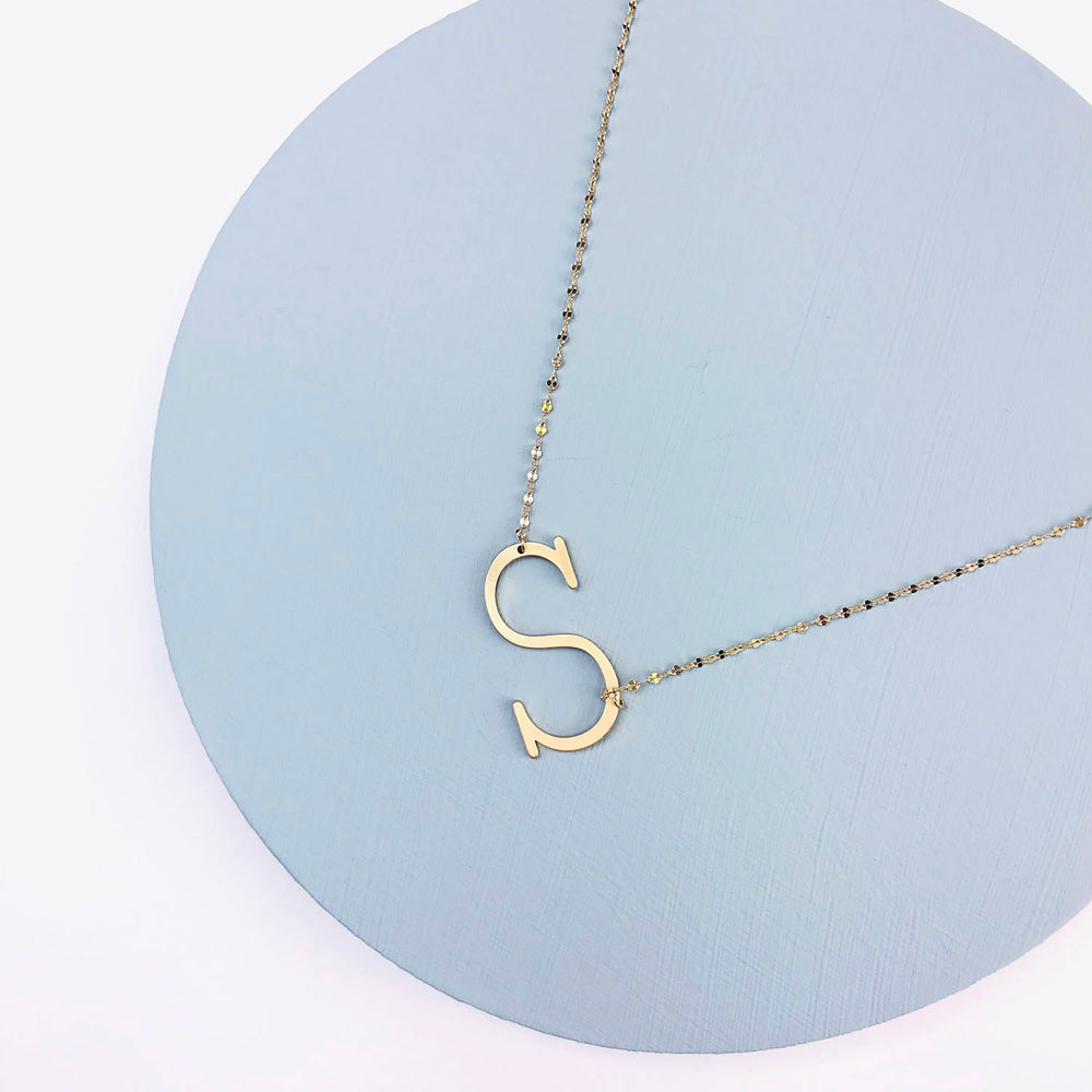 Initial Necklace Satin Gold