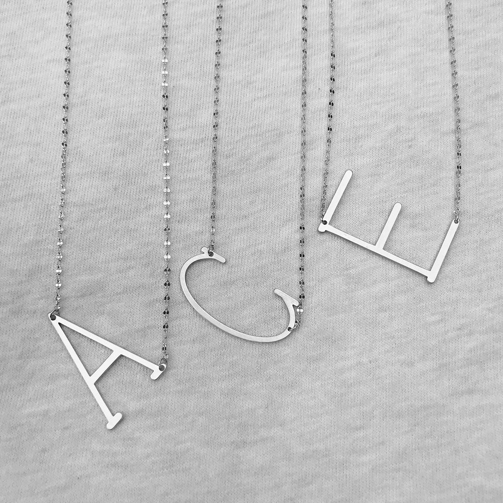 <congrats>Initial Necklace Satin Silver