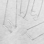 <birthday>Initial Necklace Satin Silver