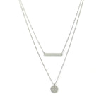 <congrats>Simple Bar and Coin Double Layer Necklace