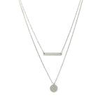 <iloveyou>Simple Bar and Coin Double Layer Necklace