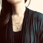 <thankyou>Simple Bar and Coin Double Layer Necklace