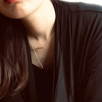 <iloveyou>Simple Bar and Coin Double Layer Necklace