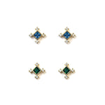<birthday>Rhombus Cubic Zirconia Snowflake Stud Earrings